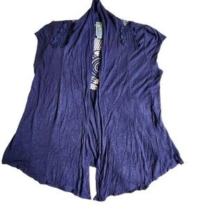 M Fasis blue short sleeve open front cardigan sz M